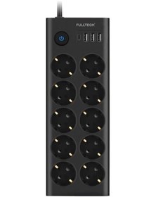 Resim Termal Akım Korumalı 10'lu Priz, 3x Usb, 1x Type-c Giriş, Isıya Dayanıklı, Grup Priz, Çoklu Uzatma Kablo, Siyah, Ftr-14 1 