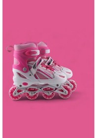 Resim Vadi Pembe Silikon Tekerli Ayarlanabilir Işıklı Paten S 31-34 Hp8136 Pembe - Beyaz 