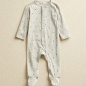 Resim MANGO Baby Bebek Orta Kırçıllı Gri Organik Pamuklu Desenli Uzun Pijama Takımı 