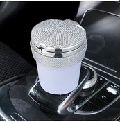 Resim Xuweiwei Back Rhinestone Yuvarlak Kül Tablası Kapaklı Kristal Taşlı Ev Ofis Araç Dekorasyon 