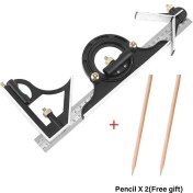 Resim Mingjin Shop 1 Siyah Stil 3 In 1 Kare Açı Cetvel Seti Ayarlanabilir Ağaç Işleme Araçları Çoklu Kombinasyon Sağ Açı Cetvel Iletki Ölçme Aletleri (Yurt Dışından) 