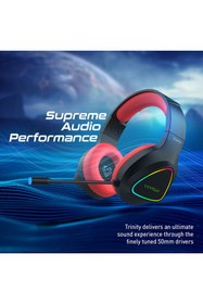 Resim Vertux Trinity Stereo Sürükleyici Pro Kablolu Oyuncu Gaming Kulak Üstü Kulaklık Kırmızı 