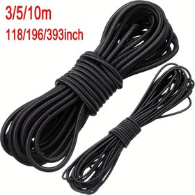 Resim 3/5/10m Siyah Yüksek Kaliteli Elastik Halat - Güçlü, Dayanıklı, Tensiyon ve Destek için Yuvarlak Elastik Band, Dış Mekan ve Ev Kullanımı için İdeal, Dış Destek Halatı|Dayanıklı Elastik Halat|Pürüzsüz Dokulu Halat, Kullanım Halatı 