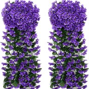 Resim 3-Pack Art Deco Stili Yapay Mor Sarmalı Çiçekler, İpek Sarmal Çiçek Buketi, Faux Asılı Çiçek Dekoru Düğün, Ev, İç Mekan, Dış Mekan Bahçesi, Veranda Dekorasyonu 