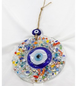 Resim Lacivert Boncuklu Renkli Kırıntılı Su Damlası Nazar Boncuğu El Ya 