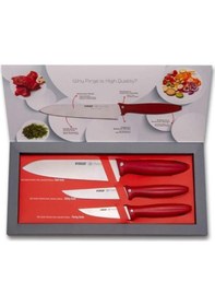 Resim Pirge Pure Line 3 Lü Şef Bıçak Seti 48010 Kırmızı 