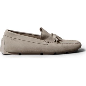 Resim Calvin Klein %100 Dana Süet Taupe Erkek Loafer Drıver Tassels Su 