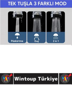 Resim Tüm Musluklarla Uyumlu Banyo Mutfak Lavabo Yoğun Yumuşak Orta 3 Modlu Çok Fonksiyonlu Musluk Başlığı 