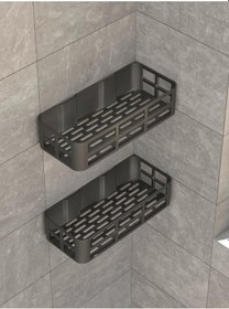 Resim 2'li Yapışkanlı Evye Altı Ve Dolap İçi Düzenleyici Organizer Raf Seti Çok Renkli 