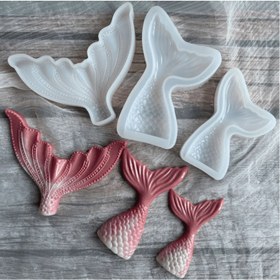 Resim Epoksi Reçine El Sanatları için 3 Adet DIY Silikon Balık Kuyruğu Kalıpları - Detaylı Pullu 3 Benzersiz Tasarım (Pembe, Beyaz, Yarı Saydam), Takı Yapımı, Anahtarlık, Kolye Ucu ve Ev Dekoru için Yüksek Kaliteli Yeniden Kullanılabilir Silikon 