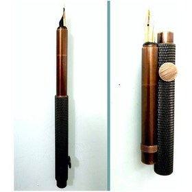 Resim Omeniv Pirinç Bronz Ton Kısa Kompakt Model Pirinç Dolma Kalem 