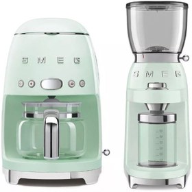Resim Smeg Pastel Yeşil Filtre Kahve Makinesi Ve Kahve Öğütme Makinesi Seti 