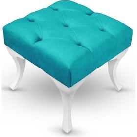 Resim Kapitoneli Kapı Önü Ayak Ucu Puf 45 45cm Turkuaz 