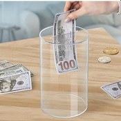 Resim Fochsia Küçük Boy 9x15 Şeffaf Kumbara - Yaratıcı Para Biriktirme Kutusu, Ofis Dekoru 
