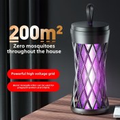 Resim 200m² Ev Boyu Sivrisinek Giderici Güçlü Yüksek Voltajlı ve Mor Işıklı USB ile Çalışan, Sessiz Modern Tasarım - Dayanıklı Plastik Silindirik Sivrisinek Kovucu Lamba, Yurt ve Ev Kullanımı İçin 