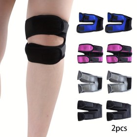 Resim 2'li Patella Destek Bandı - Ayarlanabilir Cırt Cırtlı, Nefes Alabilen Kumaşlı, Siyah/Mavi/Gül Kırmızısı Renkli Dizlik, Günlük Isınma ve Konfor İçin İdeal, Diz Sakatlanmaları İçin 
