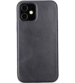 Resim iPhone Uyumlu 12 Deri Arka Kapak Rock Rst1 Siyah 