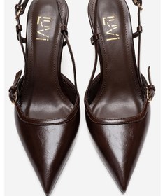 Resim Luvishoes Celıa Kahverengi Cilt Sivri Burunlu Kadın Dolgu Topuklu Ayakkabı Kahverengi 