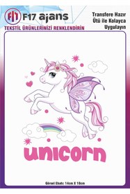 Resim F17 Ajans Ütü ile Yapışan Tekstil DTF Transfer Baskı Unicorn 