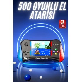Resim 500 Oyunlu Retro Sup Konsolu Taşınabilir Mini Gamepad 3,5 Inç Ekran 