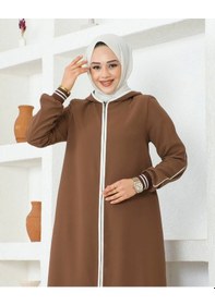 Resim Biyeli Ribana Detaylı Ferace - Kahve / F0128 Taba 
