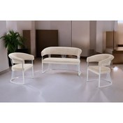 Resim Rozexi Rio Çay Seti Takımı Koltuk Takımı Oturma Odası Kafe Antre Hol Ofis 2+1+1 Krom Metal 