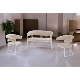 Resim Rozexi Rio Çay Seti Takımı Koltuk Takımı Oturma Odası Kafe Antre Hol Ofis 2+1+1 Krom Metal 