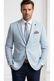 Resim Plus Scorpion Erkek Slim Fit Çift Düğme Çift Yırtmaçlı Blazer Ceket - Premium Dokulu Kumaş 