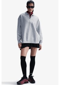Resim Nike Sportswear Fleece 1/4 Zipped Oversized Sweatshirt Kadın Oversize 1/4 Fermuarlı Sweatshirt Gri Gri 