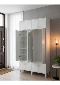 Resim Panora 12 Kapaklı Portmanto Vestiyer Ayakkabılık Dolap Byz - M2 Beyaz 