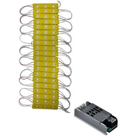Resim 20 Adet 12 Volt 1.2 Watt 3 Lensli Amber 2835 Smd Led Modül Ip65 5a Slim Trafo Set 