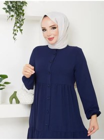 Resim exxitcollection Kadın Ayrobin Şık ve Rahat Kesim Kumaş Boydan Tesettür Elbise 