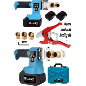 Resim Millian Çift Akülü 320 Derece Profesyonel Pprc Plastik Boru Kaynak Makinesi + Boru Kesme Makası Hediyeli 
