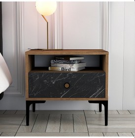 Resim Variant Lizbon Komodin Ceviz - Siyah Mermer 