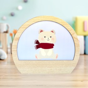 Resim HippoDeco Kişiselleştirilebilir - Hayvan Figürlü Ahşap LED Gece Lambası - Çocuk Odası Masa Lambası 