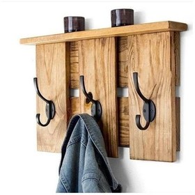 Resim Kuzela Ahşap 3 Lü Duvar Askılık Meşe 