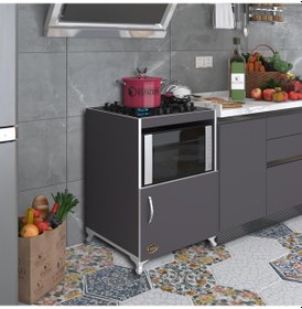 Resim Kenzlife ocak dolabı doğangün gri 85*60*56 hazır mutfak ankastre gömme ocak için arkalıksız 
