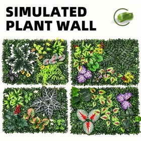 Resim 1 adet Yeşil Bitki Duvarı Simülasyon Bitki Duvarı 40X60Cm Arka Plan Dekorasyonu Üç Boyutlu Biyonik Bitki Duvarı Açık Çim Çit Yüksek Kaliteli Güneş Koruma İçin Uygun İç Mekan, Düğün, Parti, Açık Bahçe, Arka Bahçe Çit Ev Dekorasyonu 