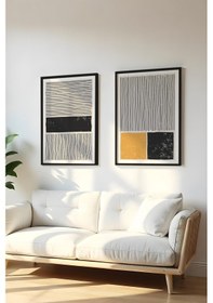 Resim Huhuli Ahşap Siyah Çerçeveli 2 Parça Set Tablo Huhu131 