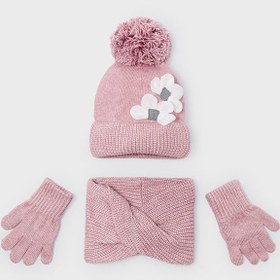 Resim Mayoral Kışlık Kız Örme Atkı Bere Eldiven Üçlü Set Pembe - Pembe / 4 Yaş 