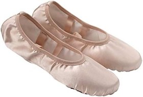 Resim BESPORTBLE 1 çift bale dans ayakkabısı, yumuşak tabanlı, kız bale egzersiz ayakkabısı, ipek saten jimnastik, yoga ayakkabısı, anti bale terliği, dans performansı, beden 33, ten rengi 