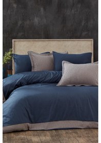 Resim Nazik Saten Nevresim Takımı Çift Kişilik Amanda İndigo 