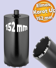 Resim Badem10 Elmas Karot Ucu 152 mm Shun Beton Zemin Duvar Delme Delik Açma Panç Aparat Uç Deprem Numune Al Test 