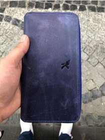 Resim Unisex Lacivert Hakiki Deri Telefon Bölmeli Kartlıklı Cüzdan El Portföyü Lacivert 