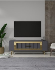 Resim Retrolp3ct Tv Sehpası Antrasit-altın 
