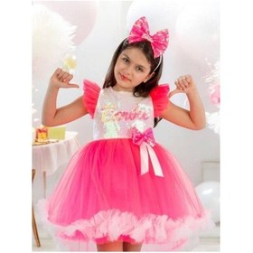 Resim Cantoy Kız Çocuk Önü Kısa Arkası Uzun Taçlı Barbie Kostüm-15220 Pembe 