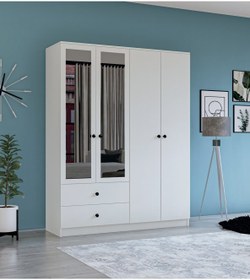 Resim Metalia Gm 079 Novado Aynalı Düğme Kulplu 4 Kapı 2 Çekmeceli Gardırop 