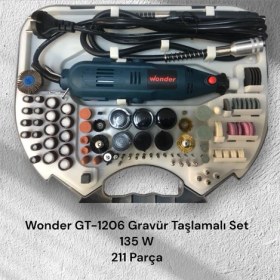 Resim Wonder GT-1206 Gravür Taşlama 211 Parça Set 135W 