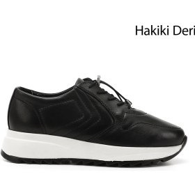 Resim Gönderi R Kadın Siyah Bağcıklı Dolgu Taban Hakiki Deri Sneaker Gdza13424312 Siyah 
