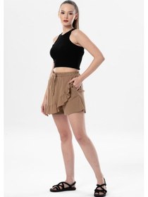 Resim Eliş Şile Bezi Ada Şile Bezi Yazlık Şort Etek Camel Cml-camel Camel 